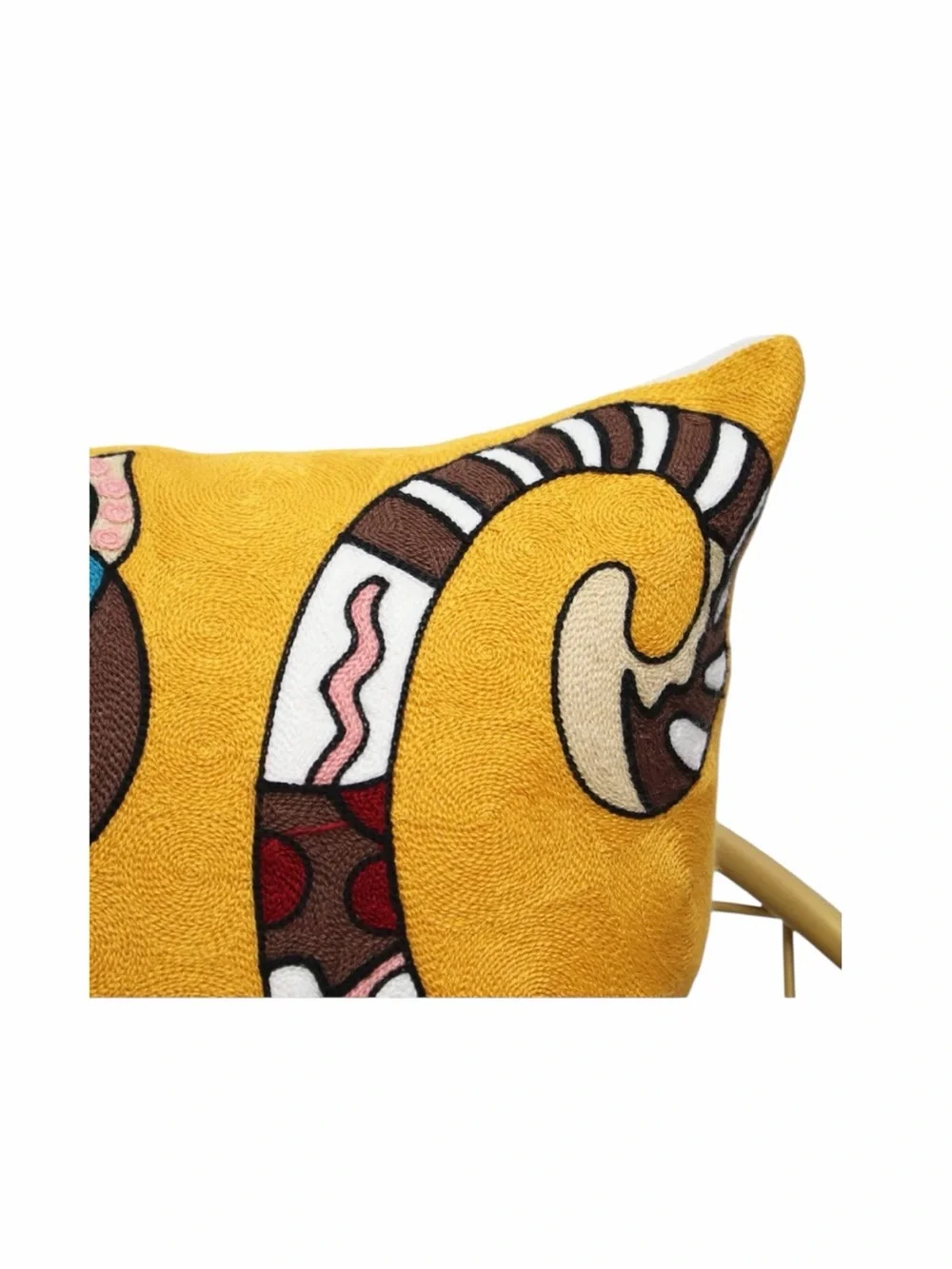Egyptian Cat Mom Funky Hand Woven 18x18 Cat Pillow cover Yellow gift